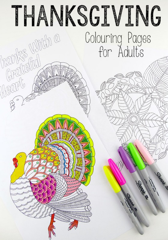 Leaf mandala thanks giving turkey colouring pages for grown ups