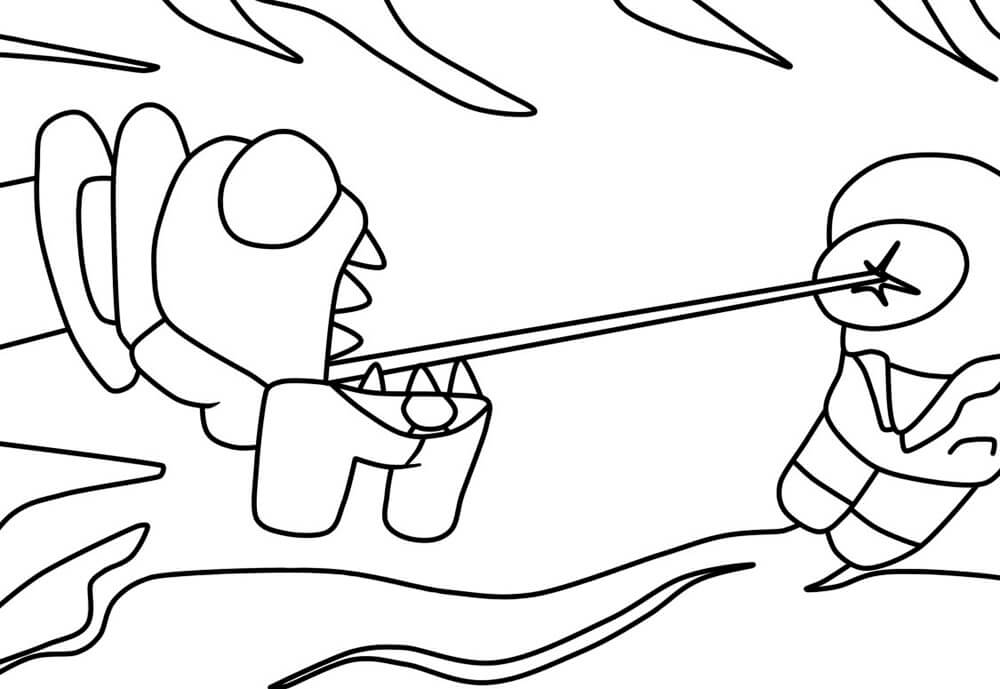 Cosmonaut attacks the traitor among us coloring page