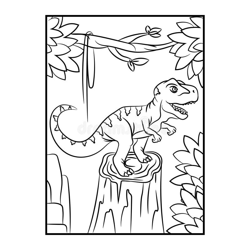 Dinosaur coloring page kids preschool activity coloring template stock vector