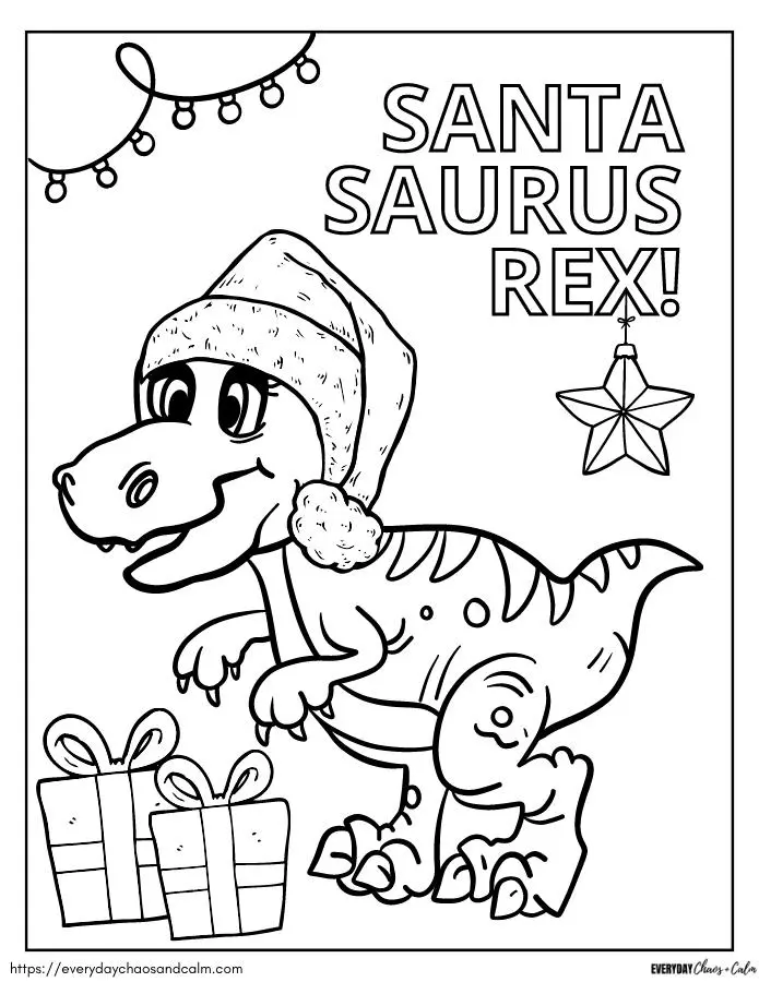 Free printable christmas dinosaur coloring pages