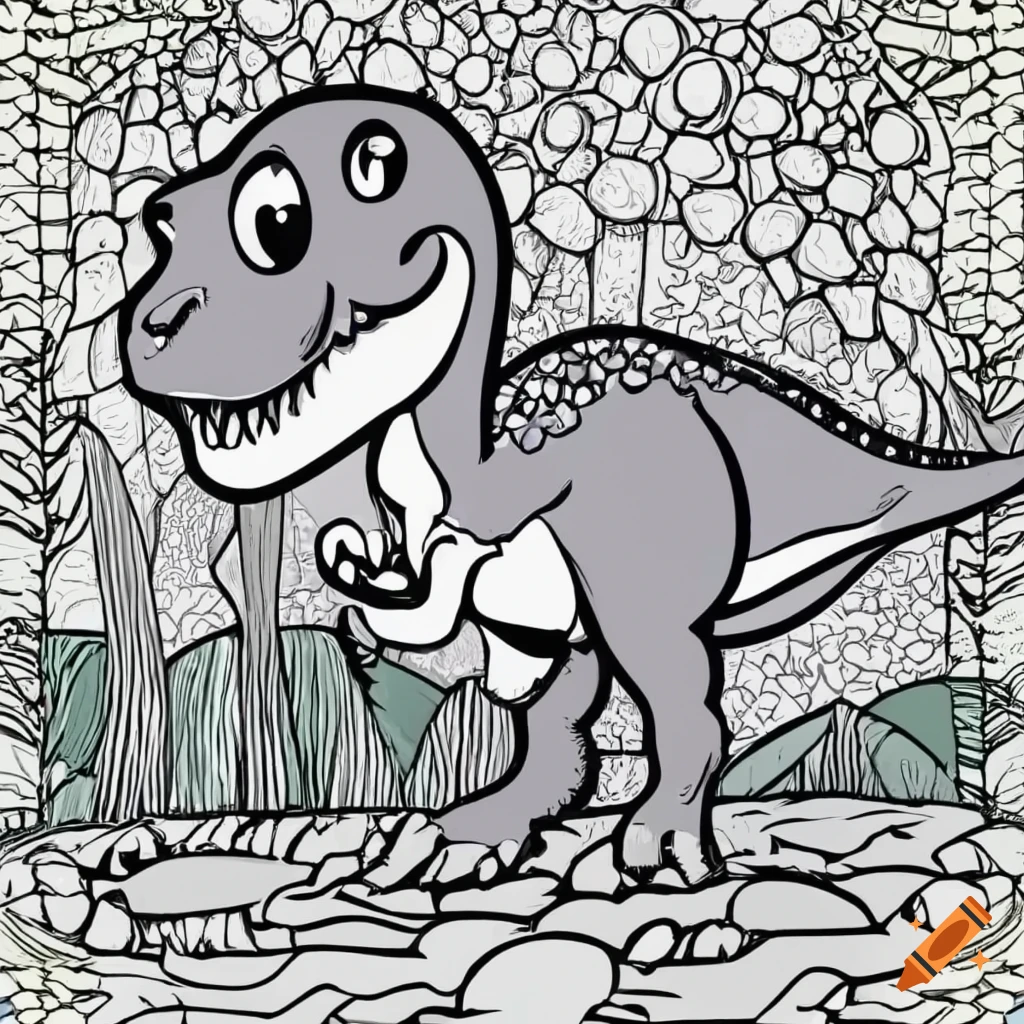 Tyrannosaurus in coloring book style simple image low detail on