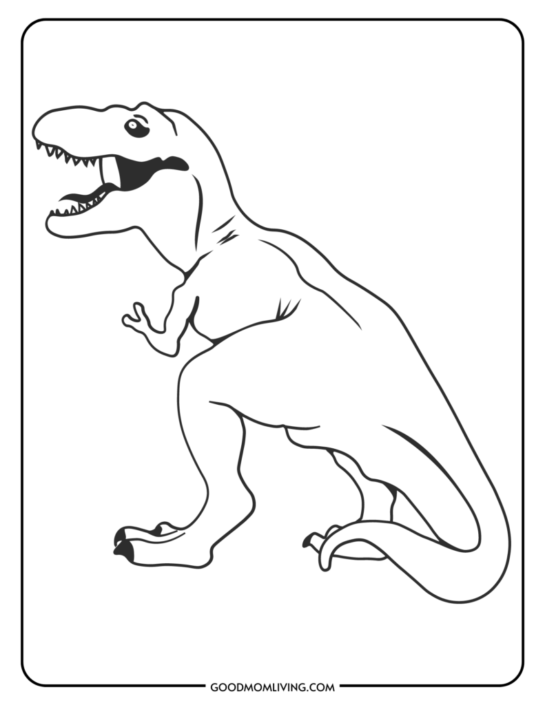 T rex coloring page printables free for kids
