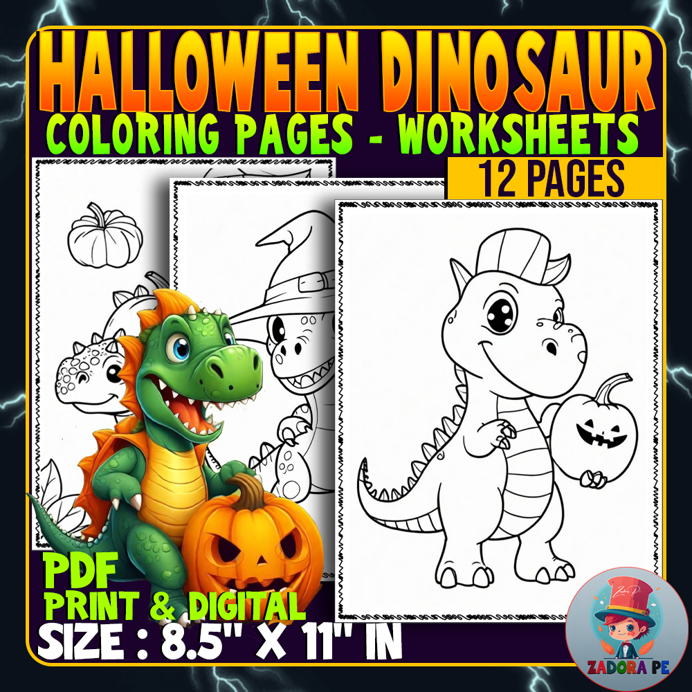 Spooky dino coloring pages ghoulishly fun halloween dinosaurs autumn fall made by teachers