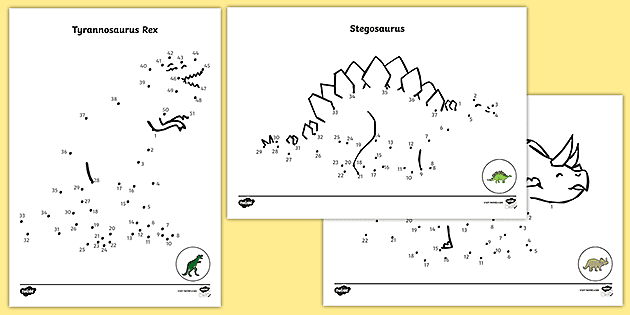 Dinosaur dot to dot louring pictures teacher made