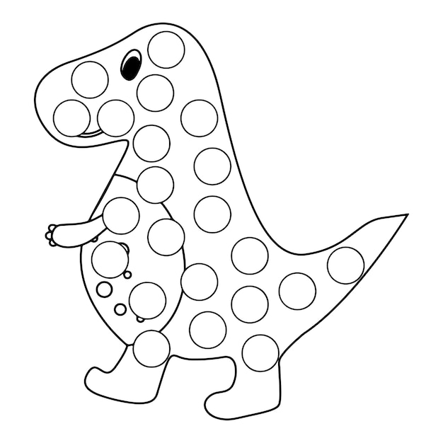 Premium vector dinosaur dot marker coloring pages for kids premium vector