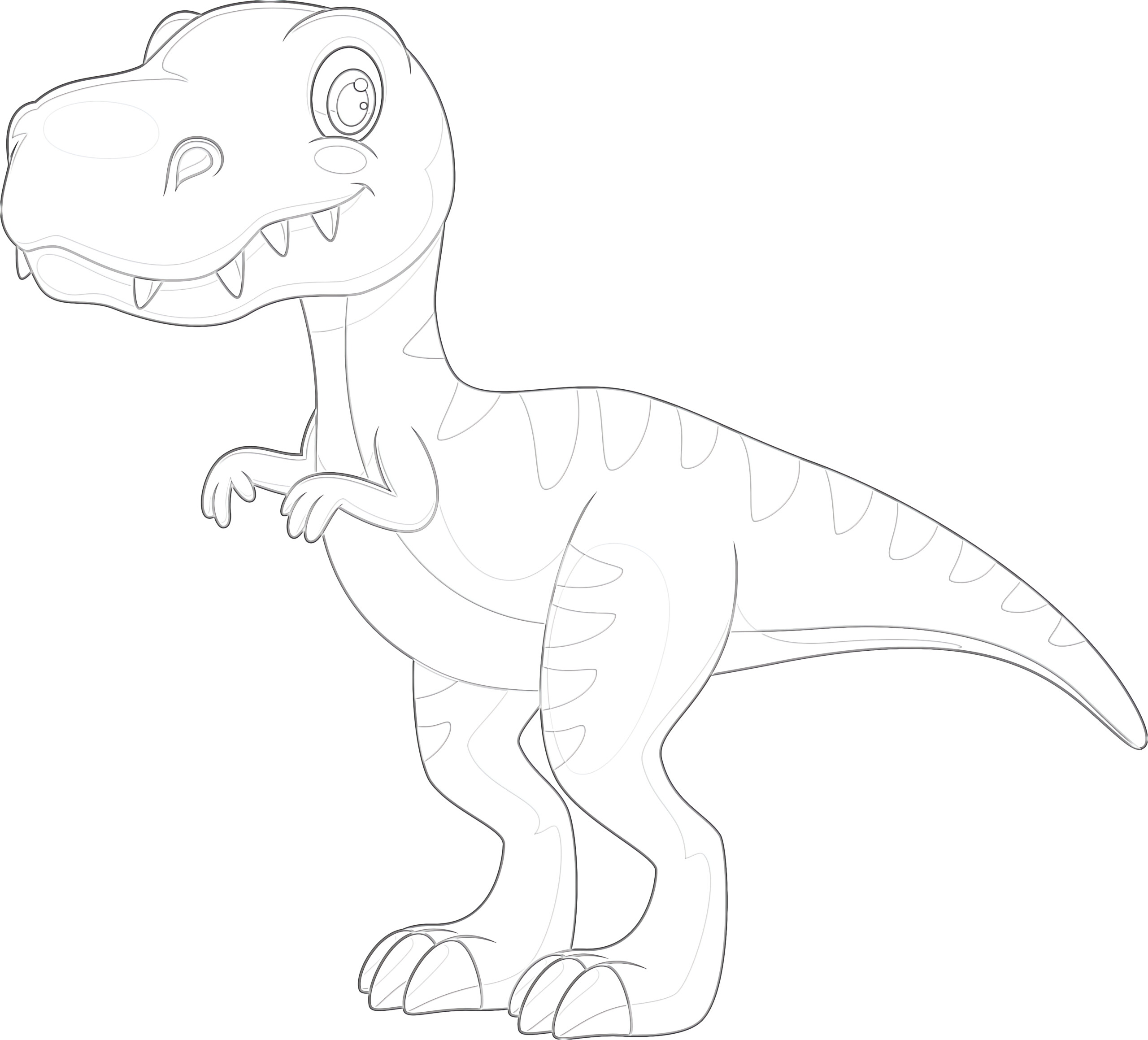 Cartoon tyrannosaurus coloring page