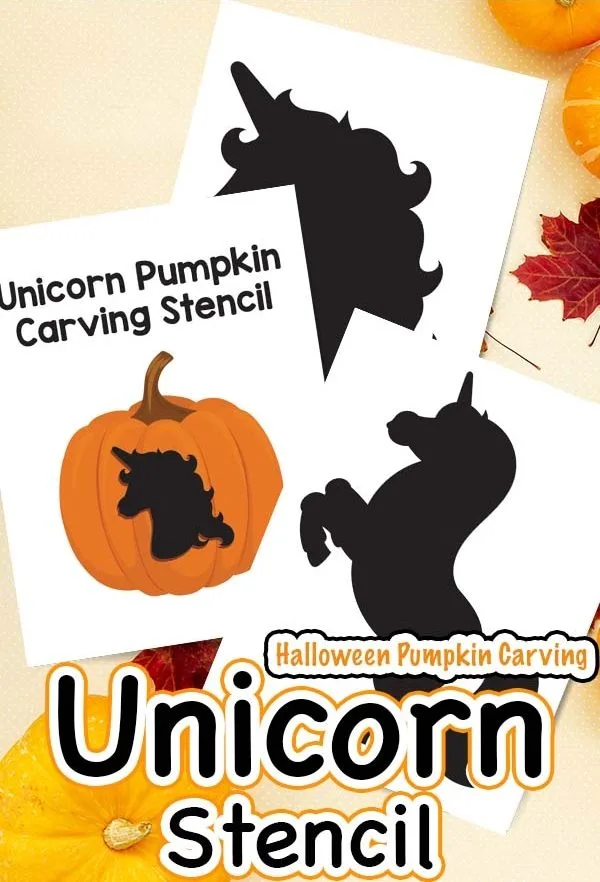 Printable unicorn pumpkin carving stencil