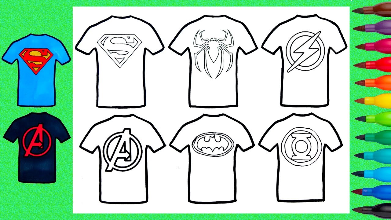 Superheroes t shirt coloring spidermanflash the avengers