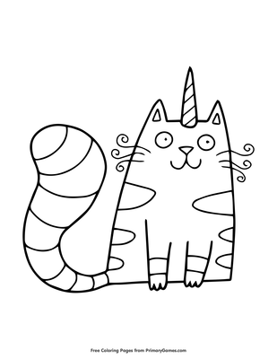 Tabby caticorn coloring page â free printable pdf from