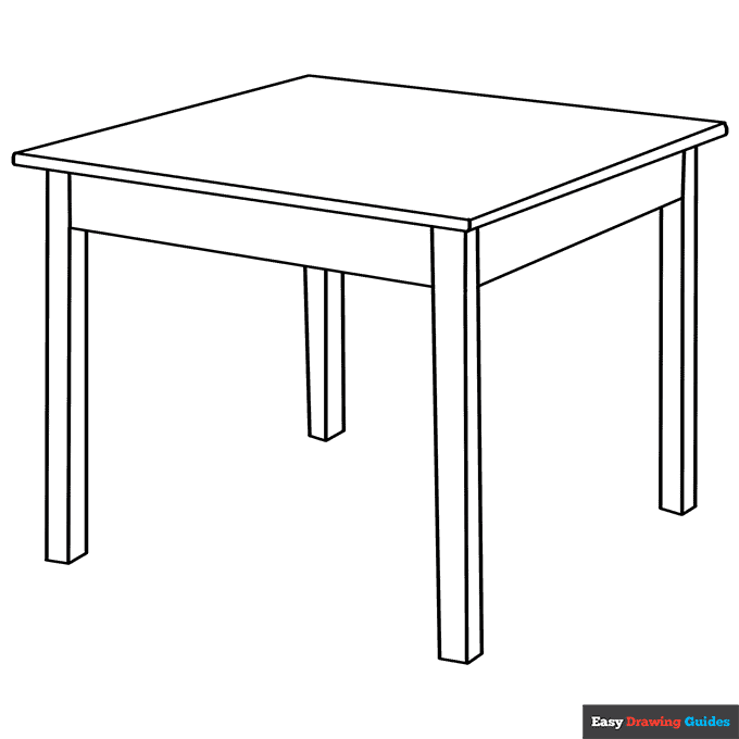 Table coloring page easy drawing guides