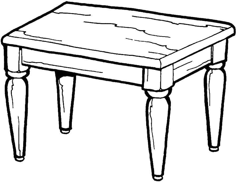 Online coloring pages table coloring wooden table furniture