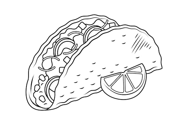 Taco coloring vectors illustrations for free download