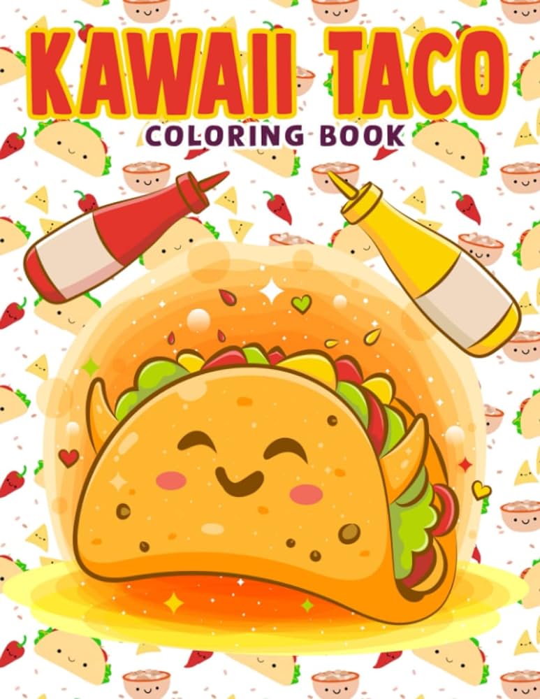 Kawaii taco coloring book sketching super cute tacos with color pages to kids childs and all ages to drawing by frank joseph frank