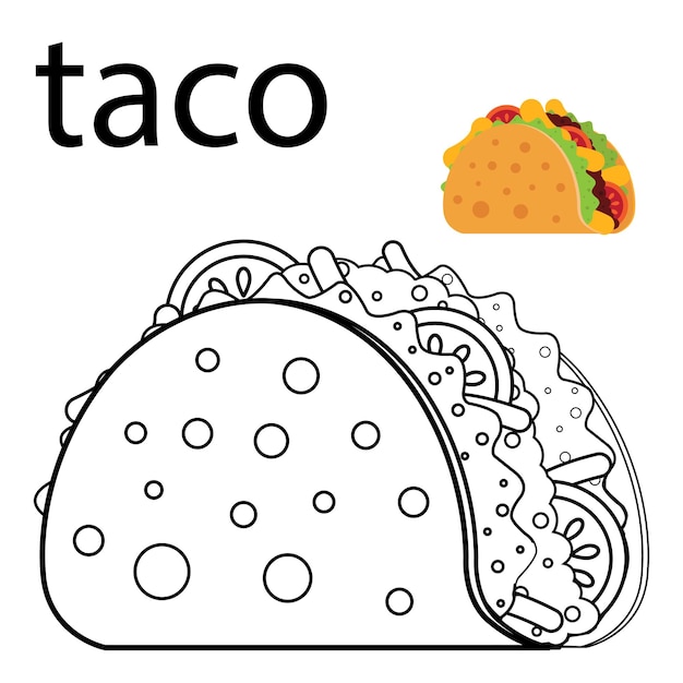 Premium vector coloring pages taco