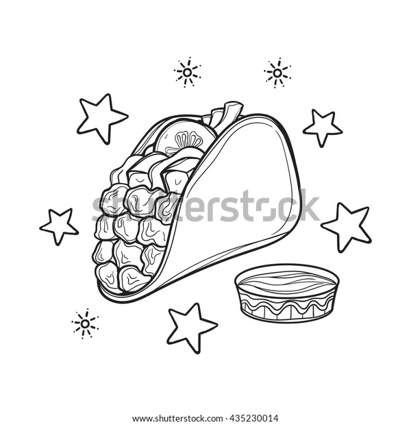 Taco coloring book illustration stock vector royalty free