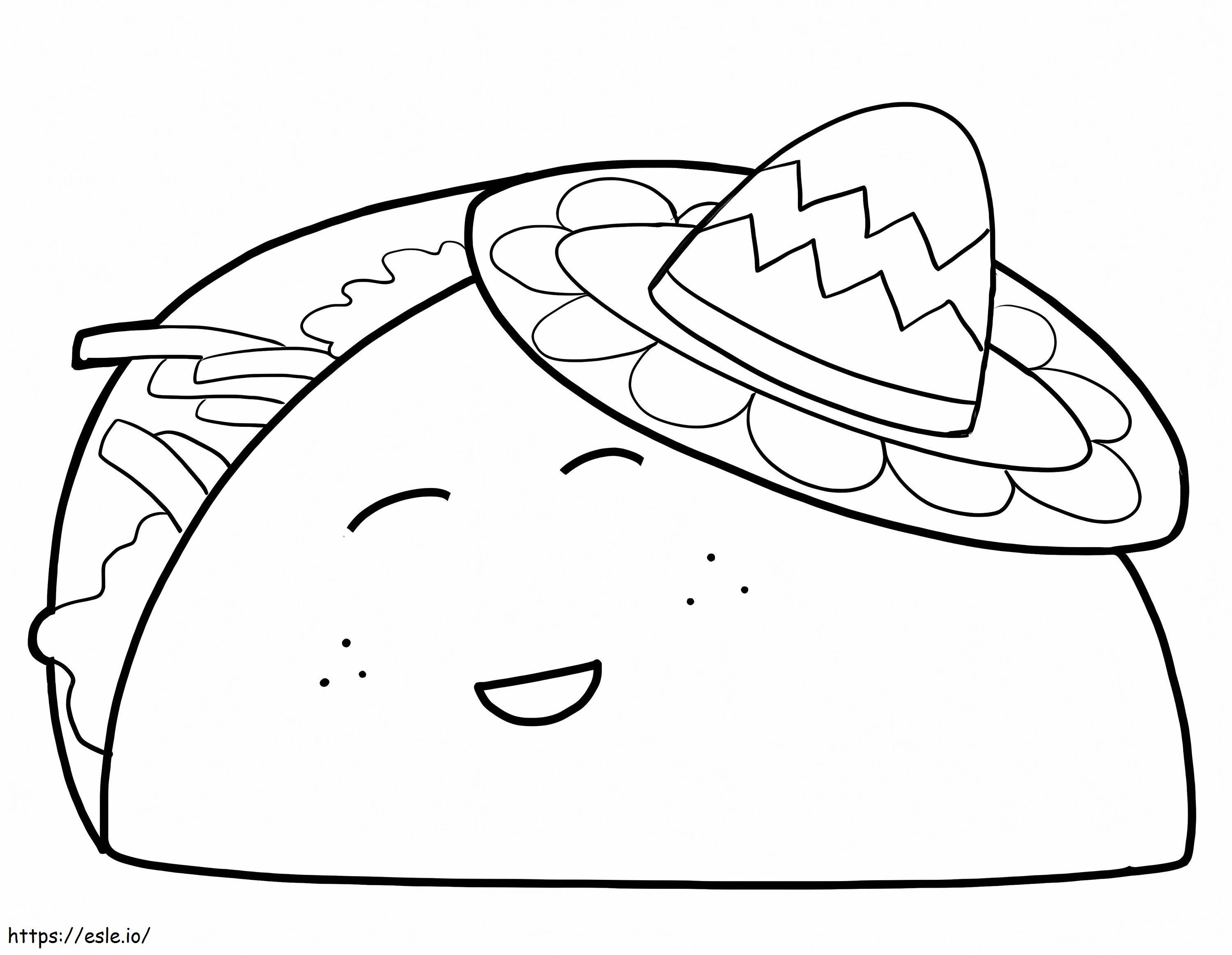 Adorable taco coloring page