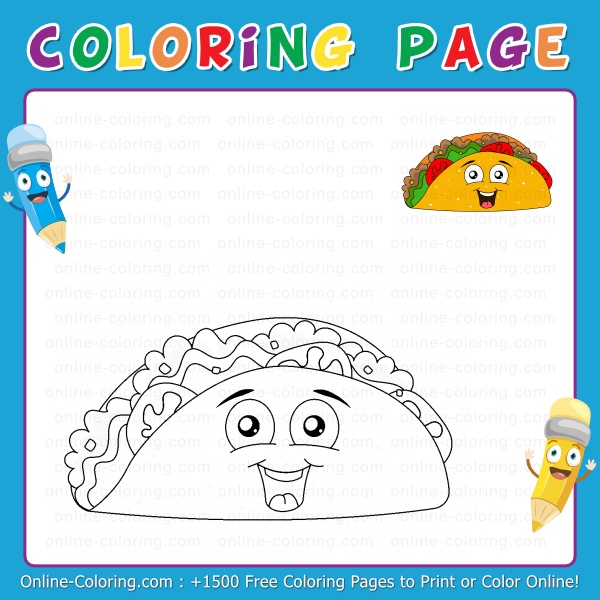 Cartoon taco free online coloring page