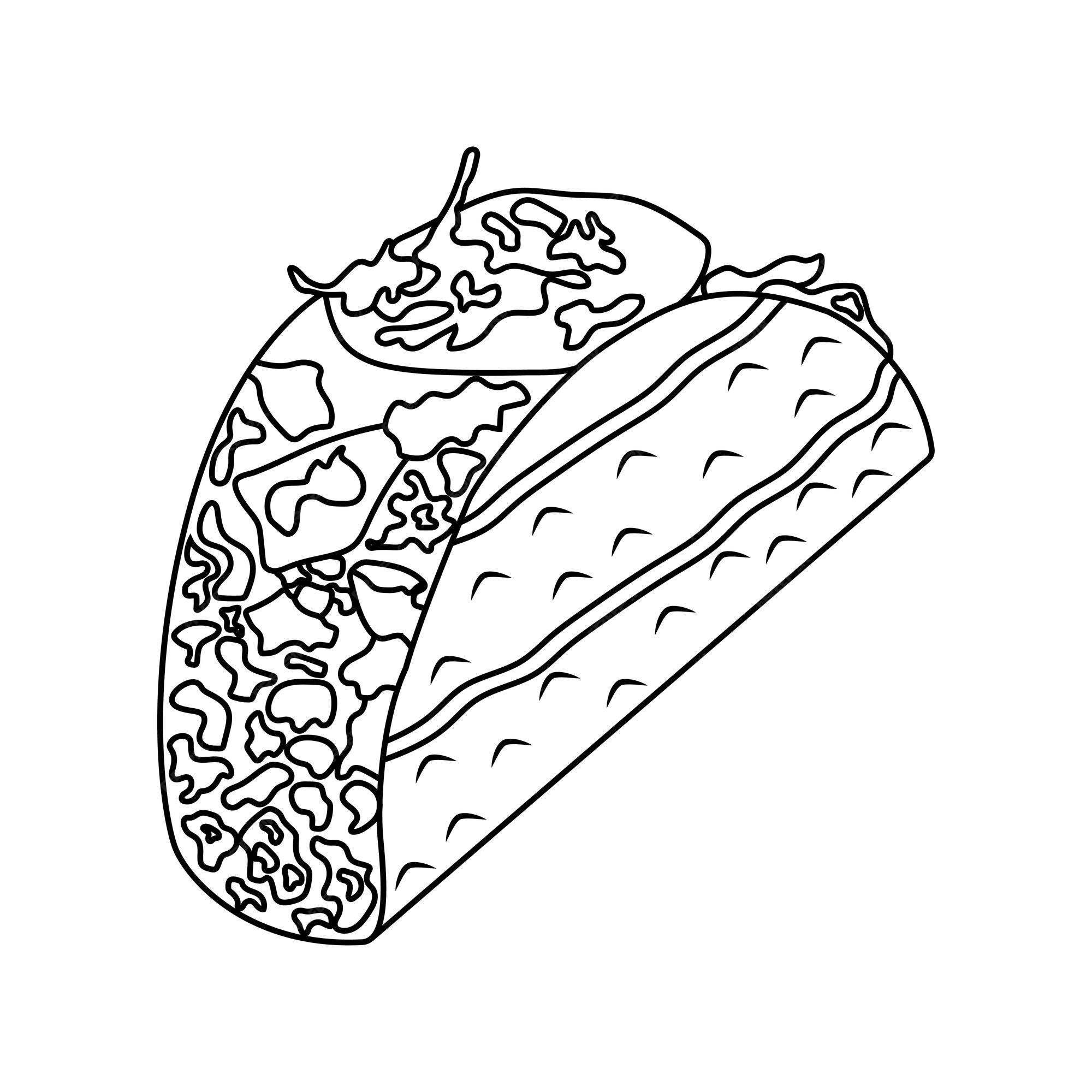 Premium vector tacos fast food coloring pages