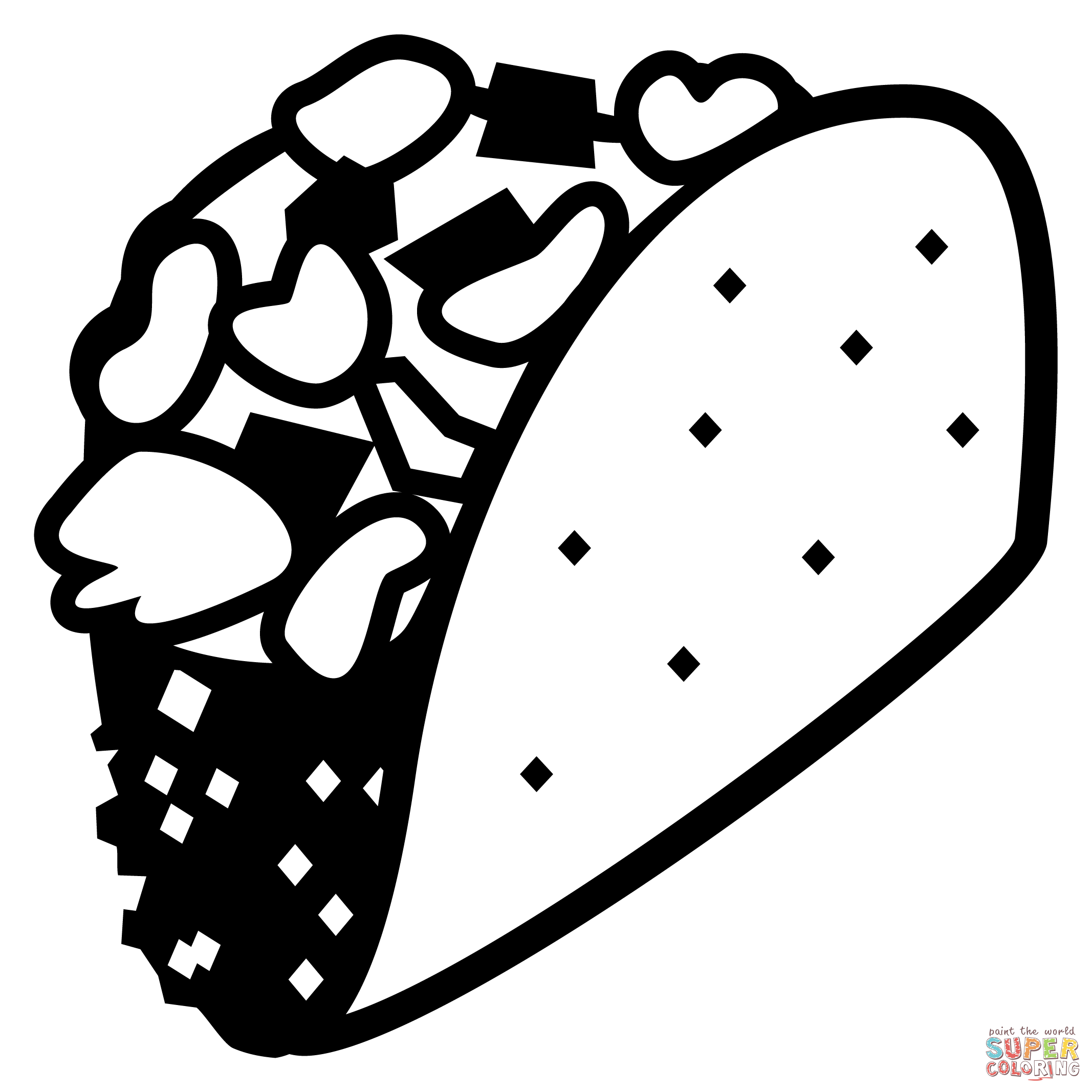 Taco emoji coloring page free printable coloring pages