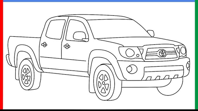 How to draw toyota tacoa step by step for beginners