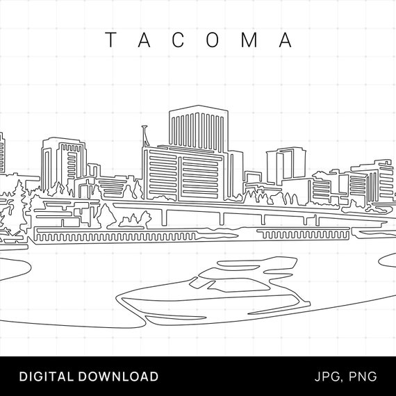 Taa wa skyline printable wall art taa digital art print with cityscape one line drawing as instant download