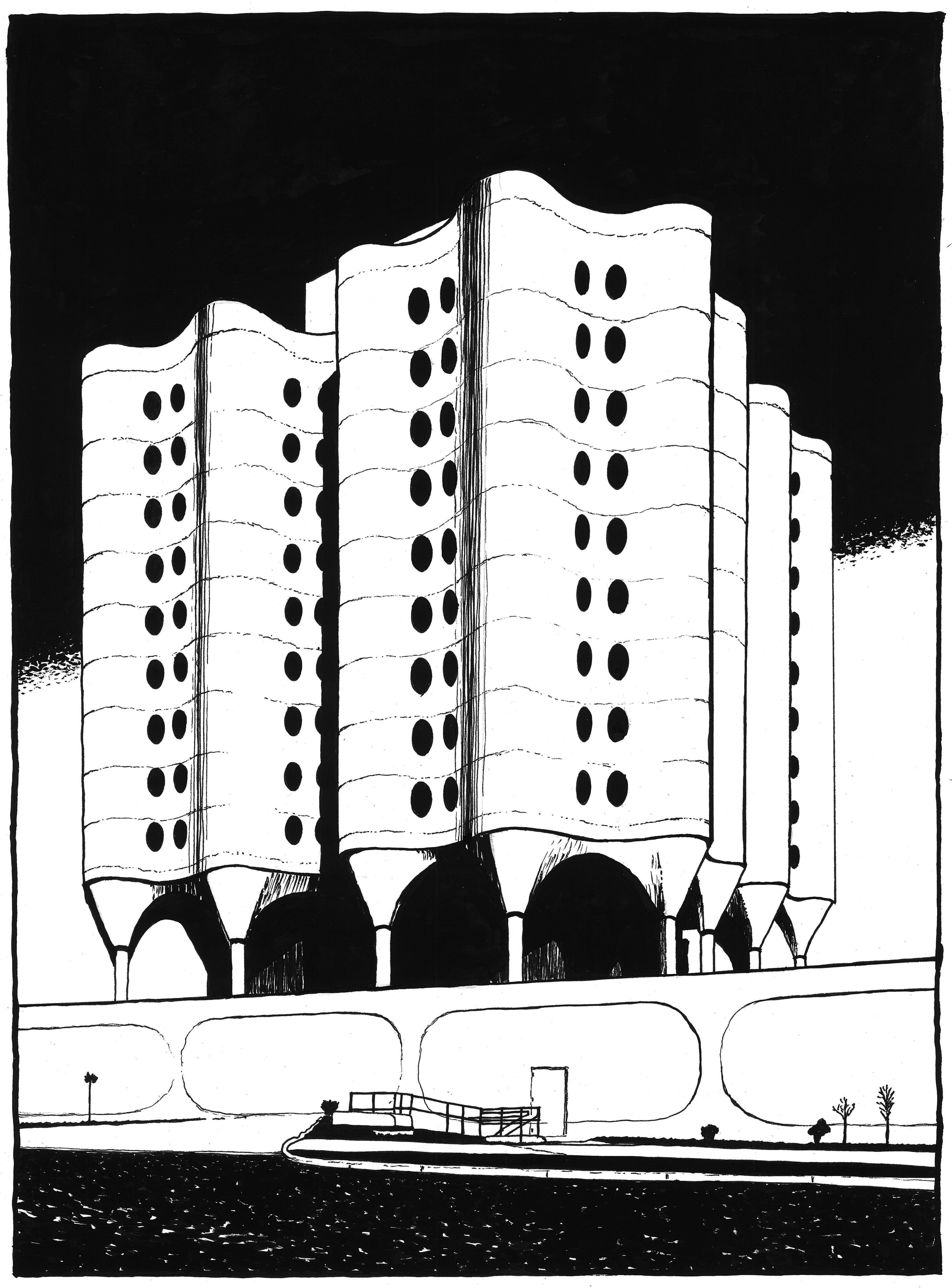 St josephs hospital bertrand goldberg associates taa united states for the history of brutalist architecture adult coloring book rbrutalism