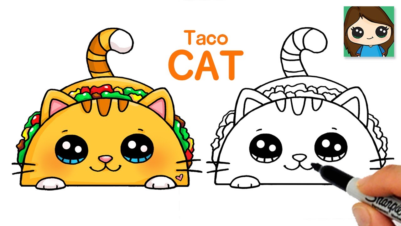 How to draw a taco cat easy