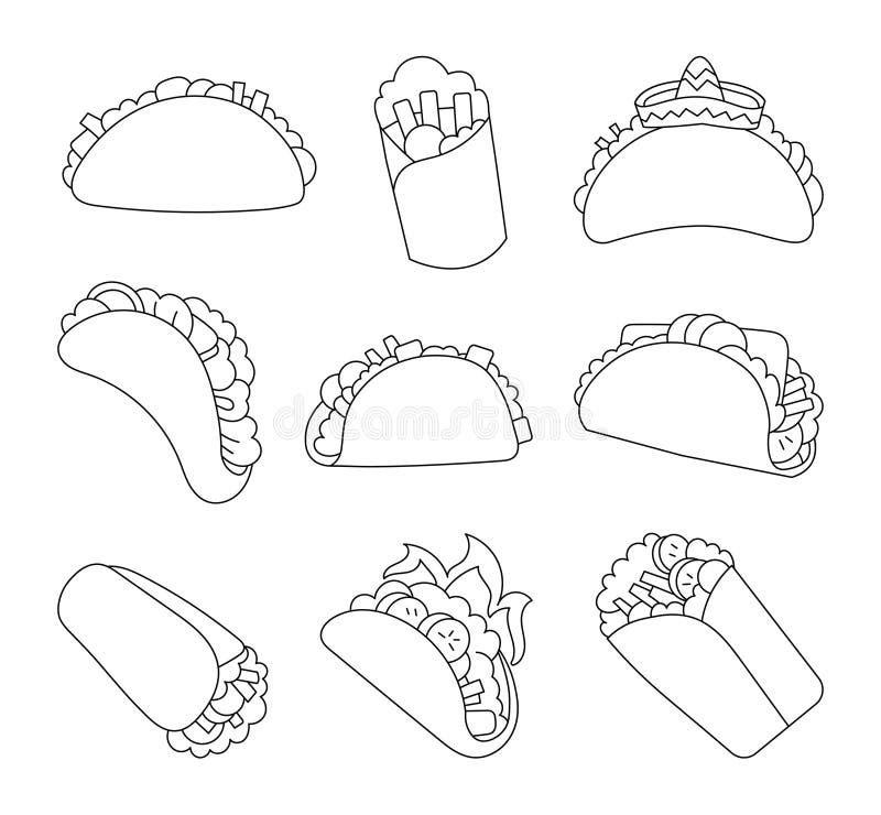 Taco coloring stock illustrations â taco coloring stock illustrations vectors clipart