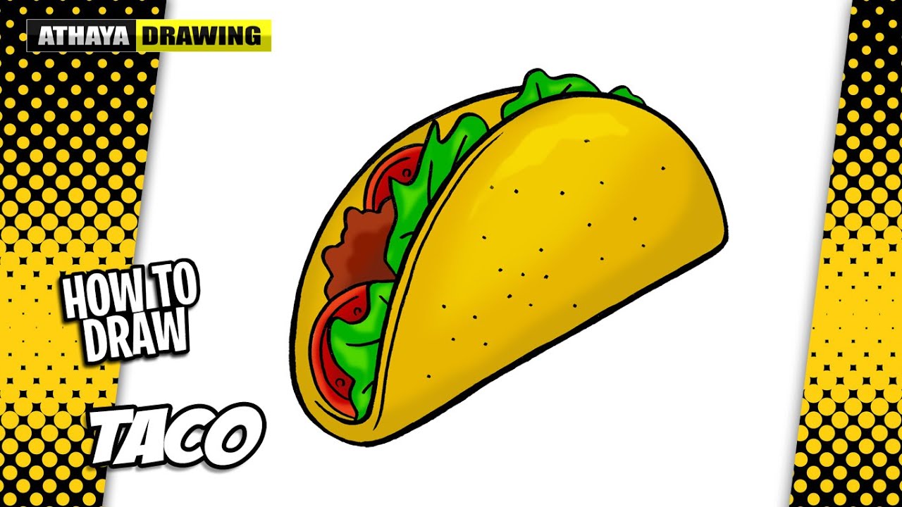 How to draw taco step by step