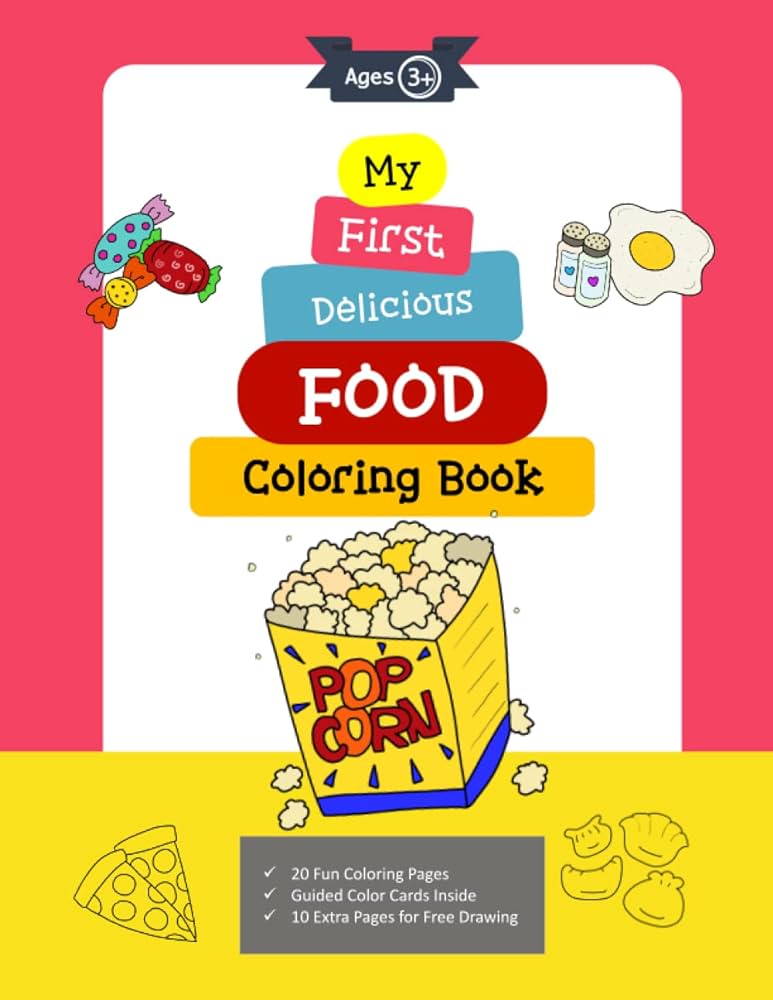 My first easy cute food coloring book for kids color guided cards inside coloring pages with food pizza kimbap fruit taco sandwich cookies and many more drawn moments drawn moments