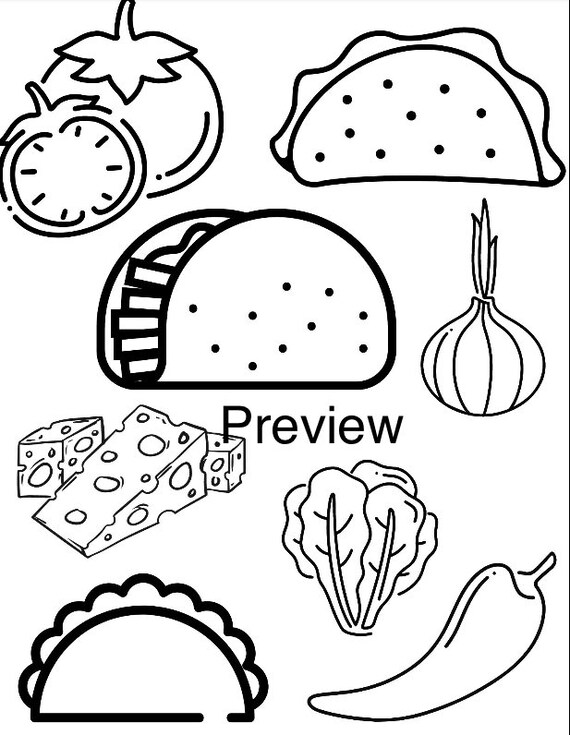 Coloring page teacher resource taco theme