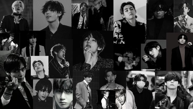 V collaged black white kim taehyung wallpaper bts laptop wallpaper kim taehyung