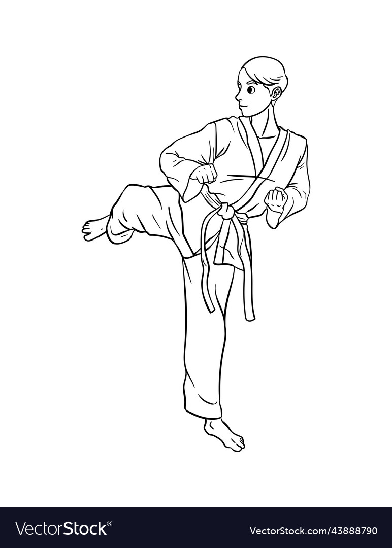 Karate isolated coloring page for kids royalty free vector