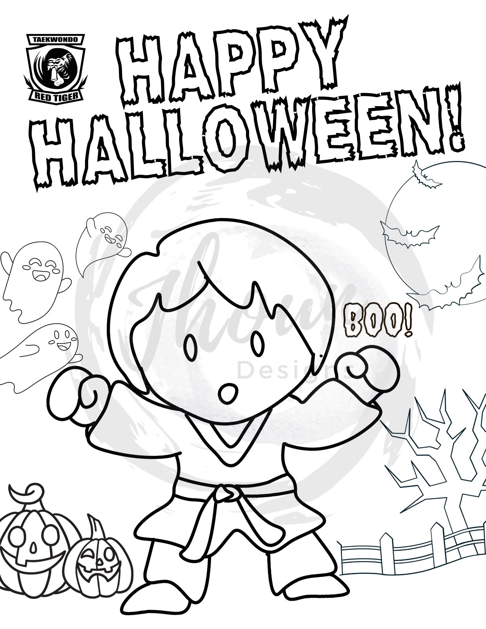 Ninja halloween coloring page