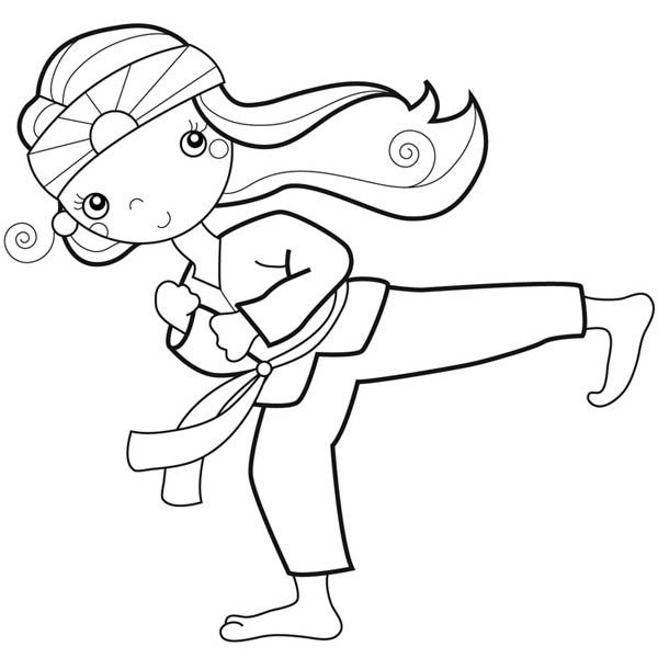 Karate kid doing palm heel kick coloring page coloring pages super coloring pages kid coloring page