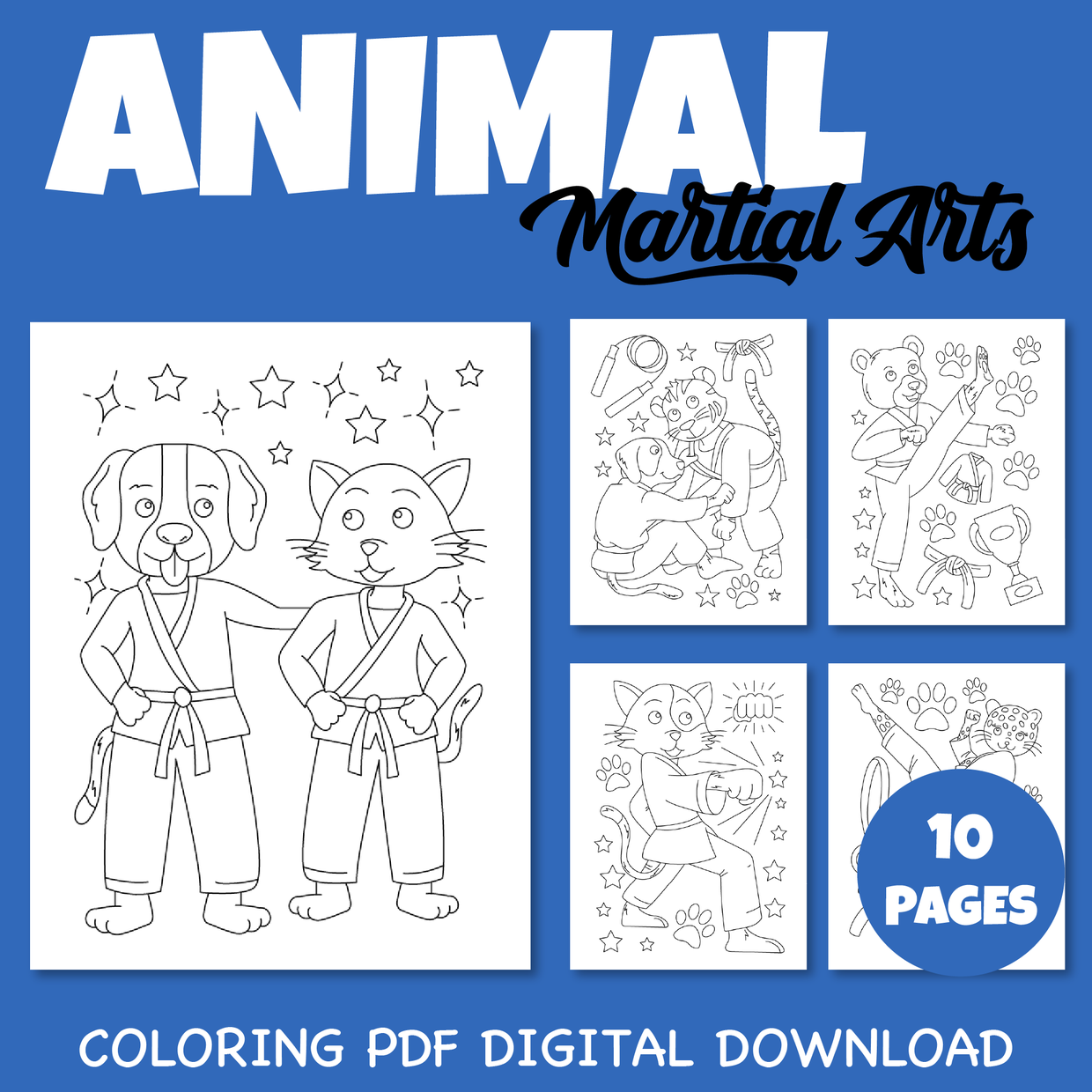 Animal martial arts printable sheet pdf back to school