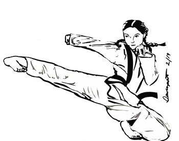 Coloring sheet of a karate girl by teach mrs davenport tpt