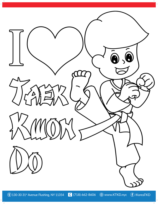 Taekwondo kid coloring page â kimz nguyen