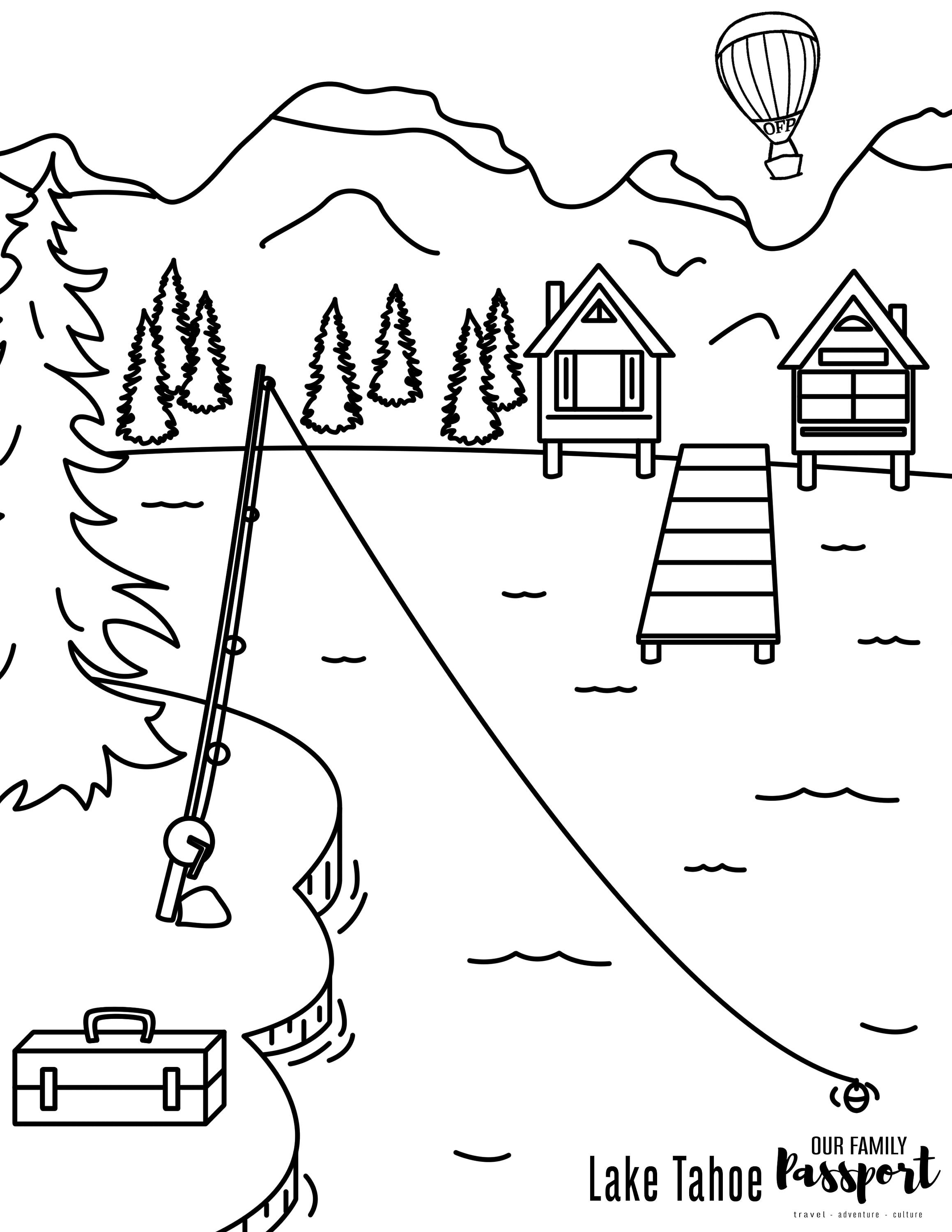 Lake tahoe usa coloring page