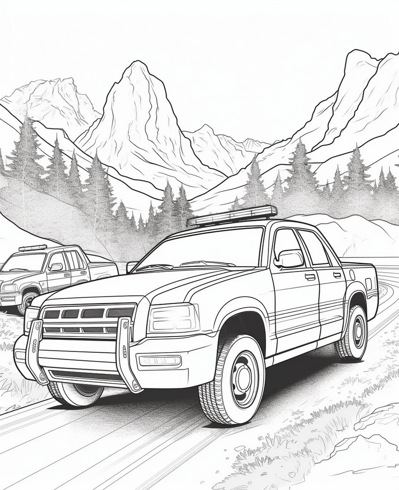 Police cars coloring pages in premium quality by coloringbooksart on