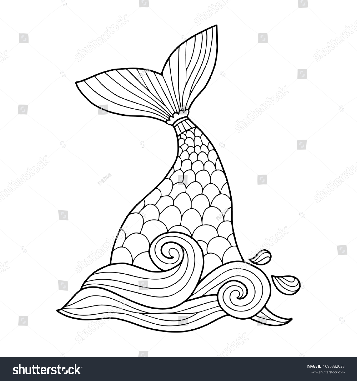 Vector mermaid tail illustration perfect coloring stock vector royalty free