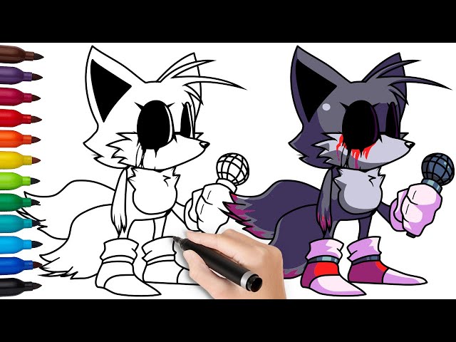 How to draw tails exe friday night funkin fnf