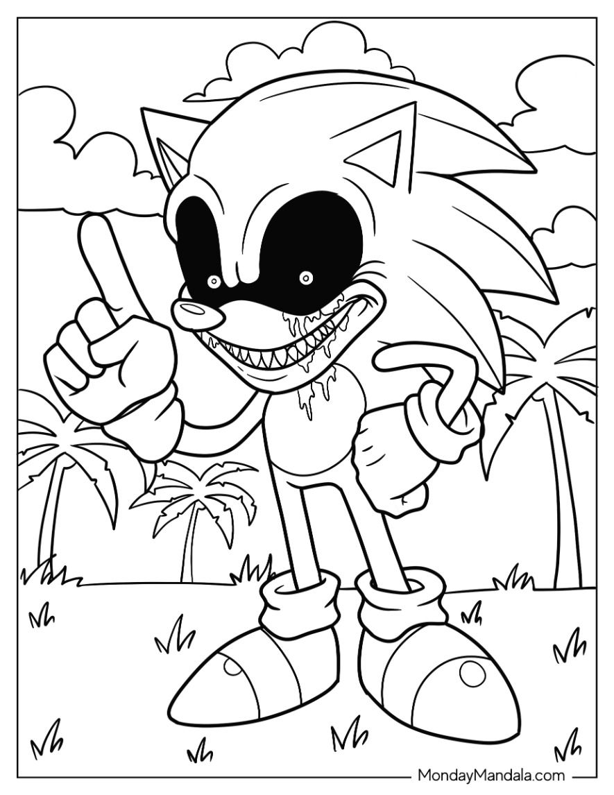 Sonic exe coloring pages free pdf printables