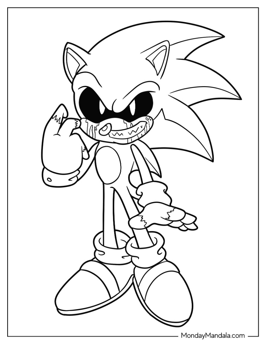 Sonic exe coloring pages free pdf printables