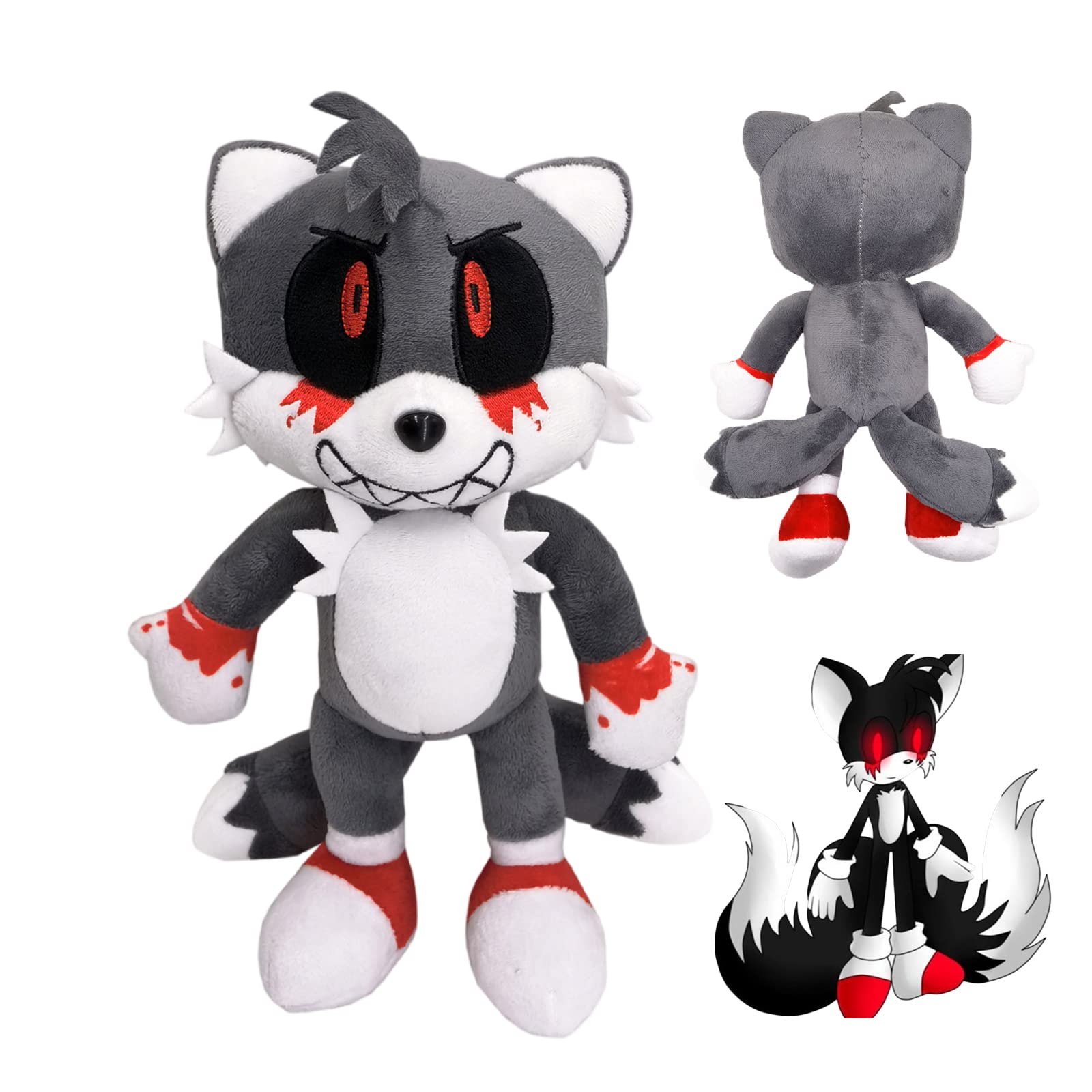 Inch tailsexe plush sonicexe plush toy dark tail and bloodtail plush baby plush toy gift for boys girls or fans toys games