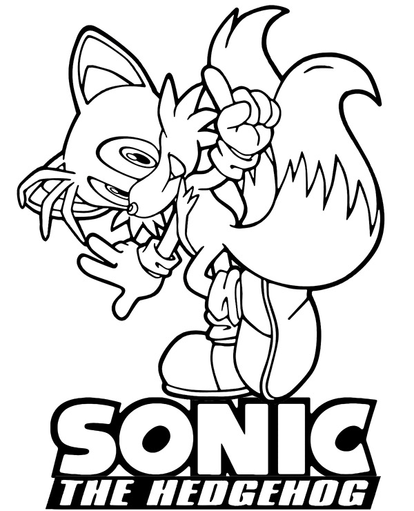 Sonic coloring page with tails the fox