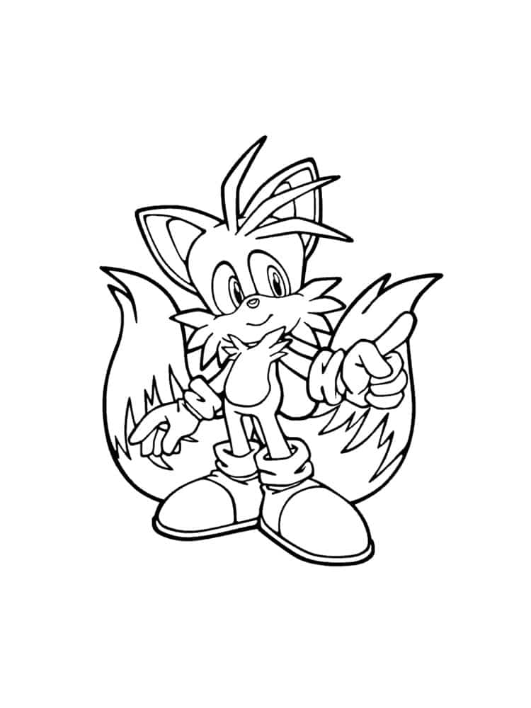 Sonic hero with a fluffy tail coloring page