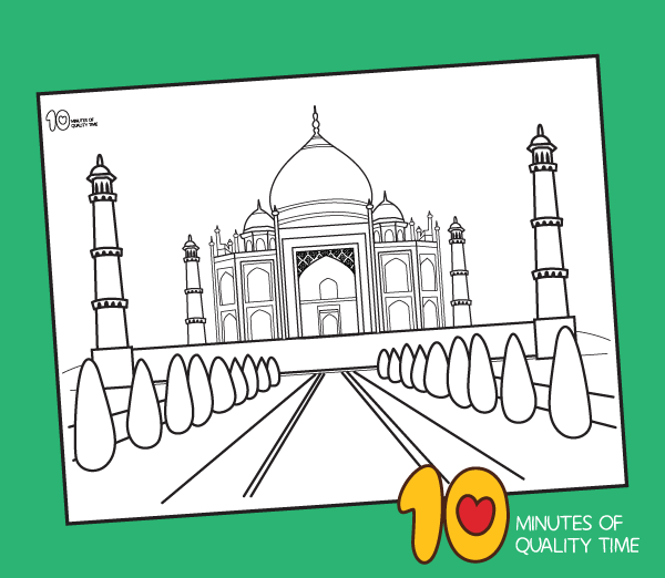 Taj mahal coloring page â minutes of quality time