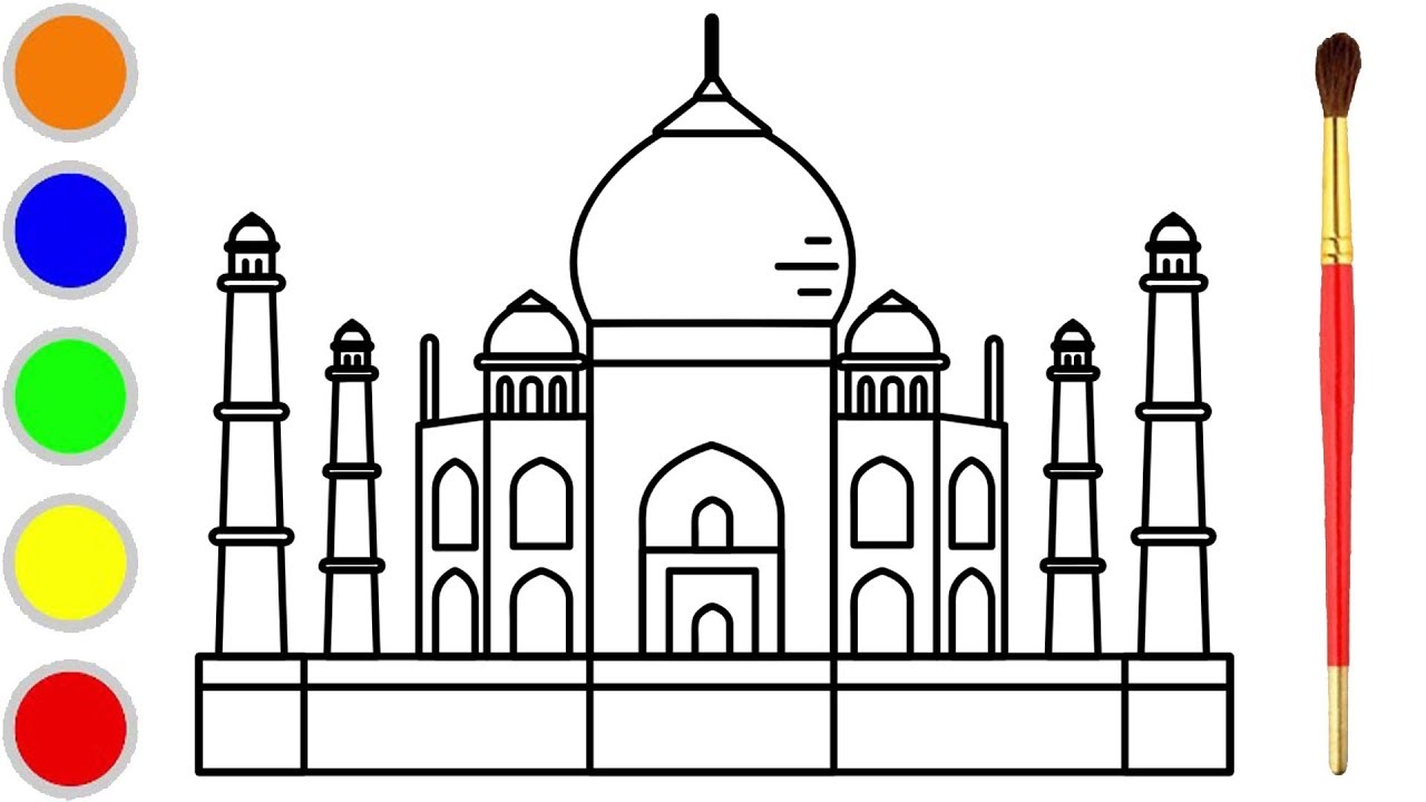 How to draw a taj mahal taj mahal coloring pages for kids taj mahal drawing for kids