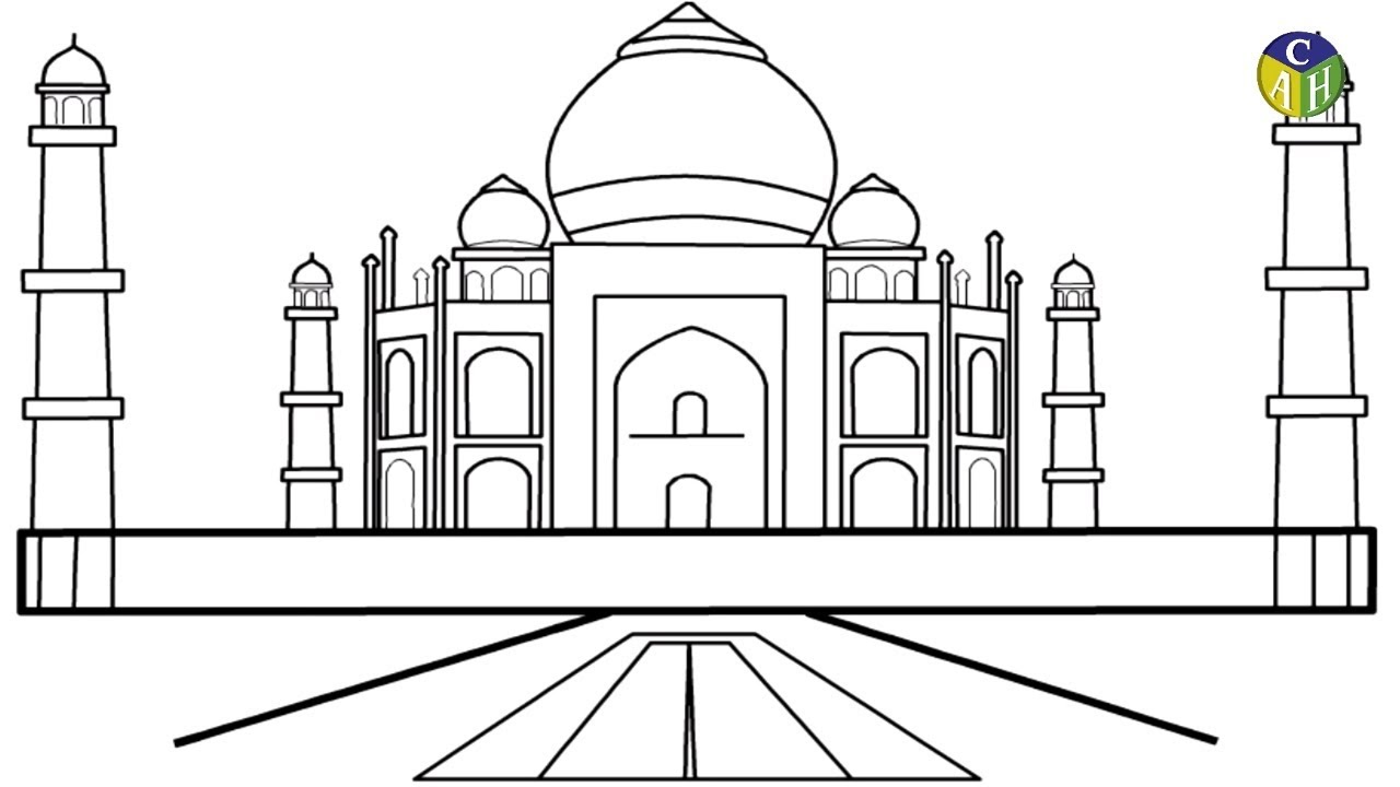 How to draw tajmahal draw taj mahal coloring pages for kids taj mahal drawing for kids